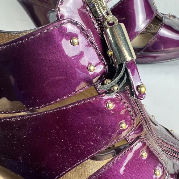 Sofft Sandal Size 8.5M Purple Patent Caged Zip Block Heel Bootie Dress Shoe - Picture 3 of 11